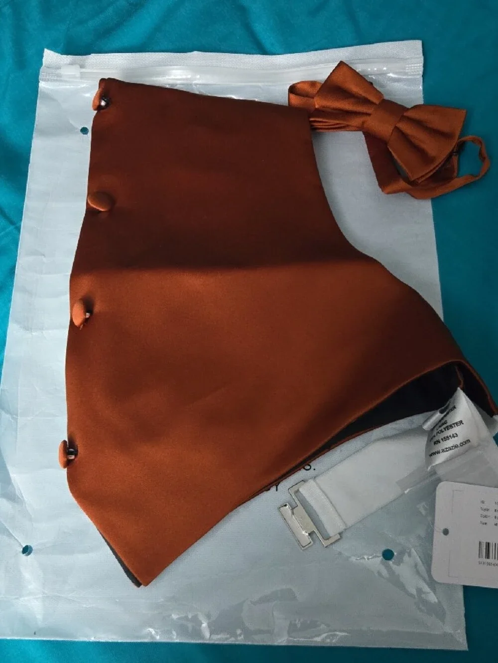 Azazie Orange Satin Vest and Bow Tie for Kids